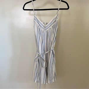 Uniqlo Linen Romper Blue and White Stripes Medium